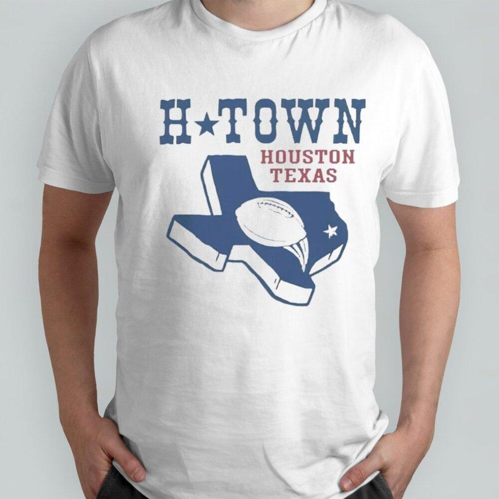 H-Town Houston Texas Map City Pride Graphic Souvenir Fan Local Culture T Shirt